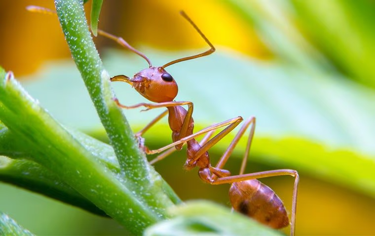 fire ant sitting on a branch